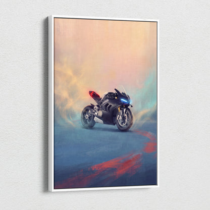 Ducati Panigale V4SP Inspired Sport Bike Wall Art, Supersport Canvas Print & Garage Decor
