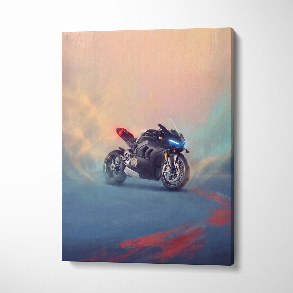 Ducati Panigale V4SP Inspired Sport Bike Wall Art, Supersport Canvas Print & Garage Decor