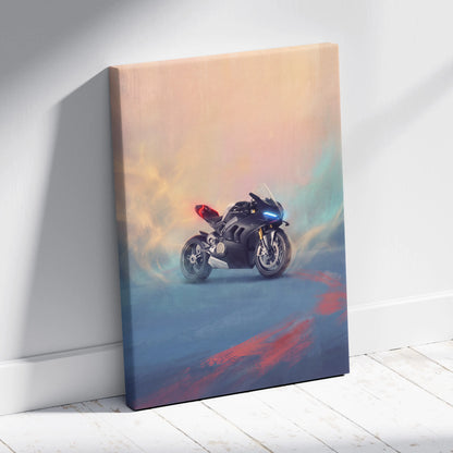 Ducati Panigale V4SP Inspired Sport Bike Wall Art, Supersport Canvas Print & Garage Decor