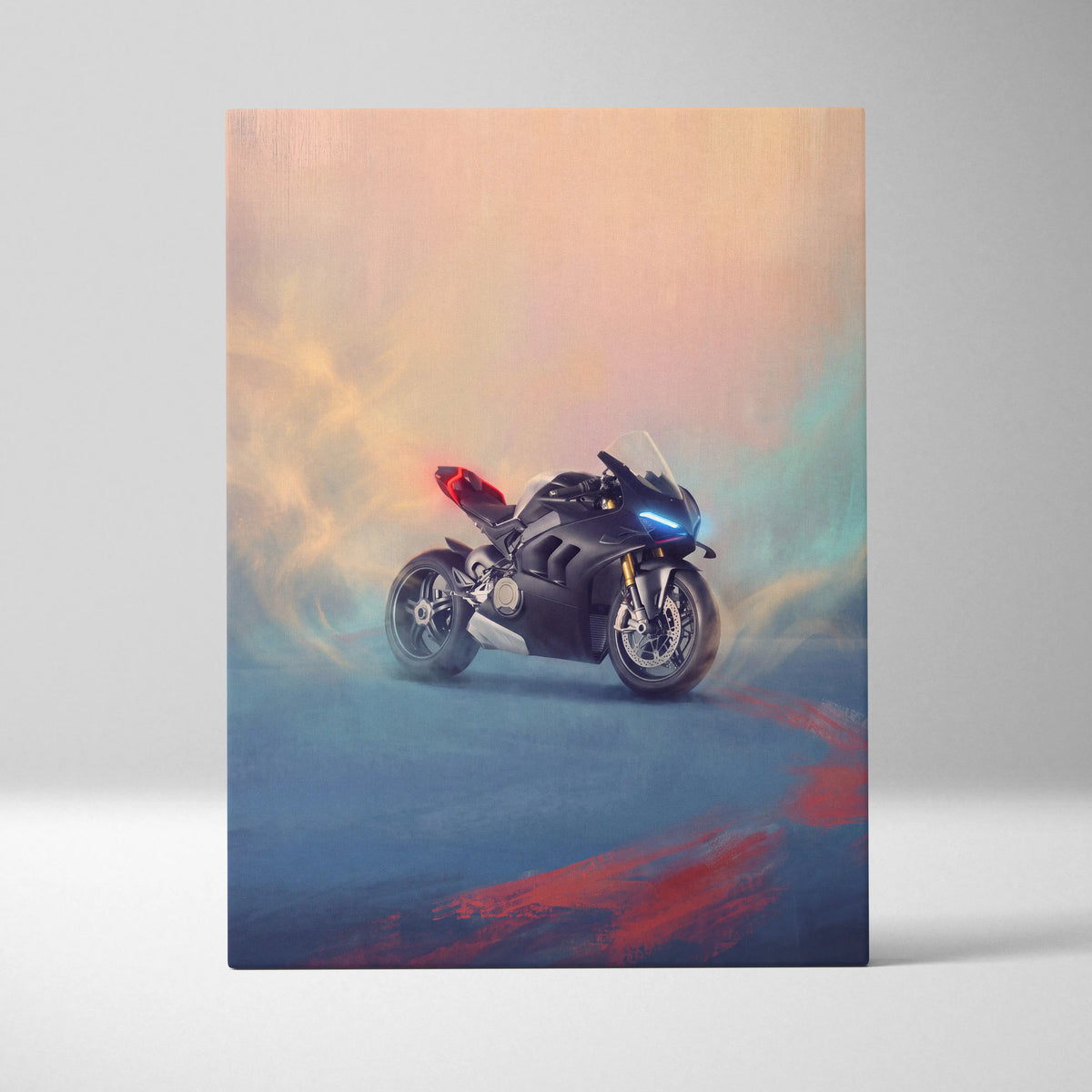 Ducati Panigale V4SP Inspired Sport Bike Wall Art, Supersport Canvas Print & Garage Decor