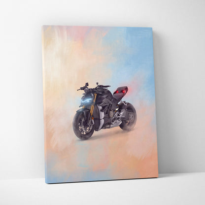 Ducati Streetfighter V4 Inspired Motorcycle Wall Art, Naked Bike Canvas & Garage Print