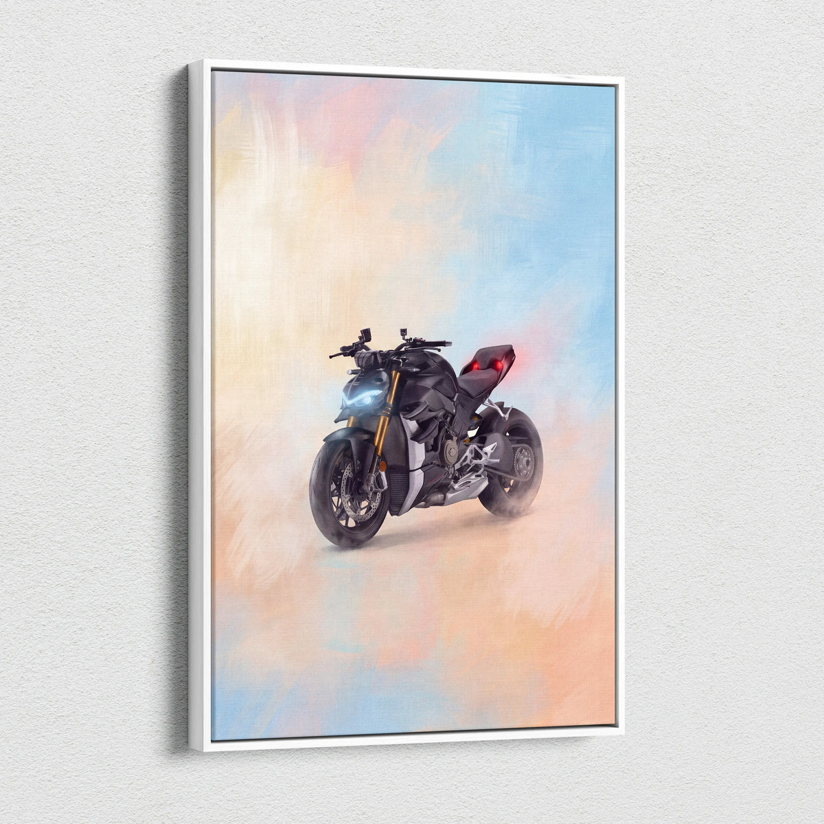 Ducati Streetfighter V4 Inspired Motorcycle Wall Art, Naked Bike Canvas & Garage Print