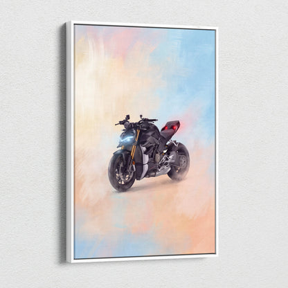 Ducati Streetfighter V4 Inspired Motorcycle Wall Art, Naked Bike Canvas & Garage Print