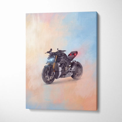 Ducati Streetfighter V4 Inspired Motorcycle Wall Art, Naked Bike Canvas & Garage Print