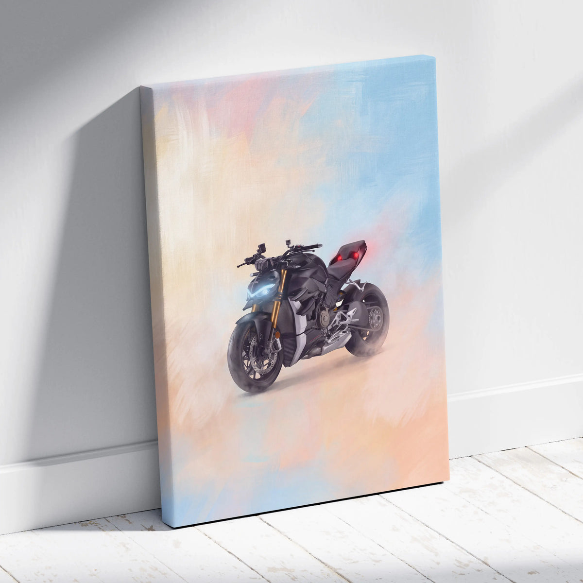Ducati Streetfighter V4 Inspired Motorcycle Wall Art, Naked Bike Canvas & Garage Print
