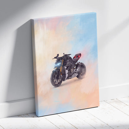 Ducati Streetfighter V4 Inspired Motorcycle Wall Art, Naked Bike Canvas & Garage Print