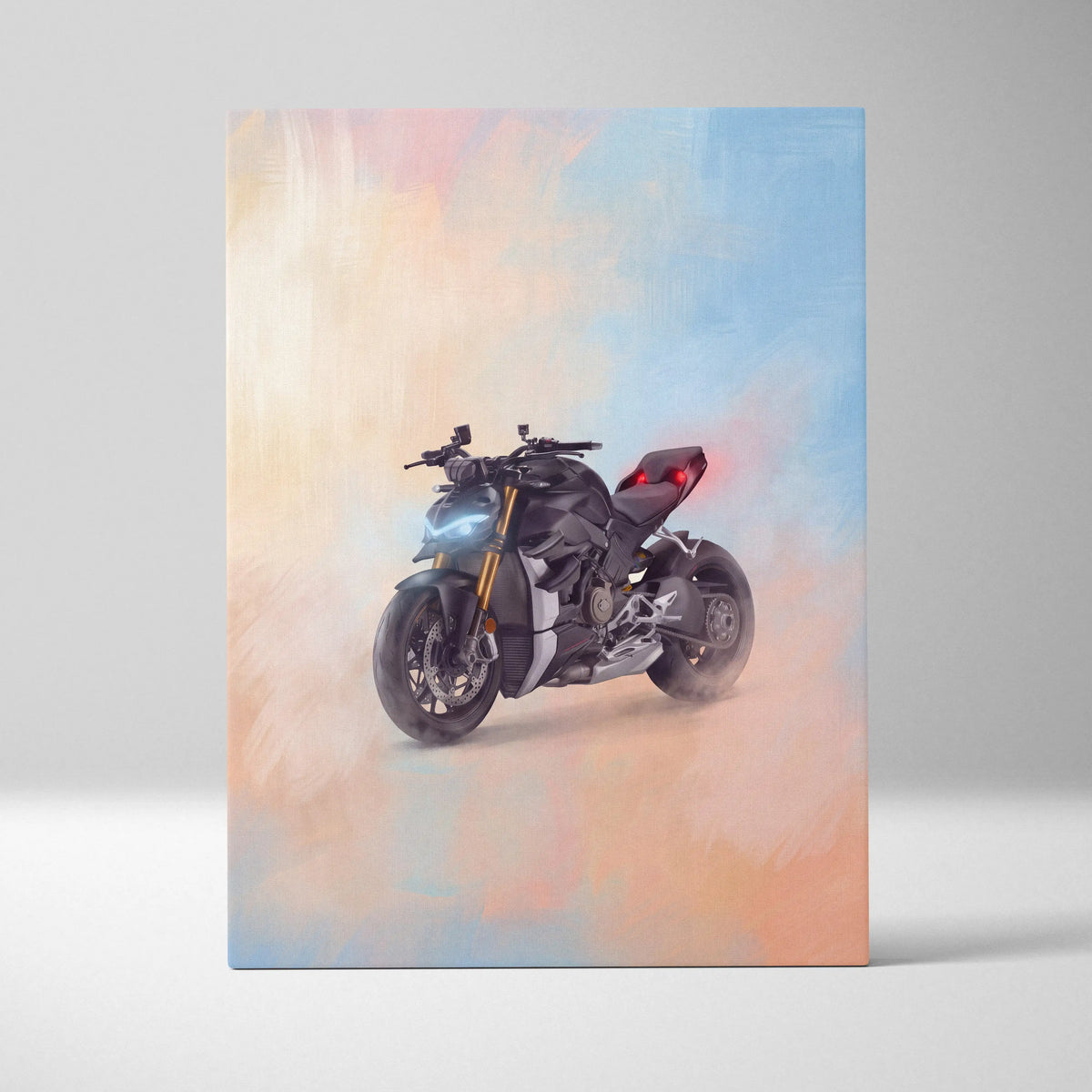 Ducati Streetfighter V4 Inspired Motorcycle Wall Art, Naked Bike Canvas & Garage Print