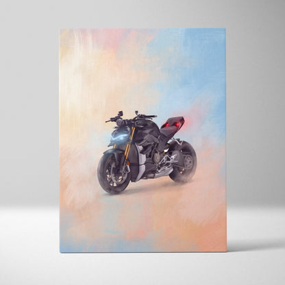 Ducati Streetfighter V4 Inspired Motorcycle Wall Art, Naked Bike Canvas & Garage Print