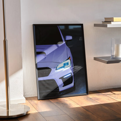 Subaru WRX front close-up poster with sleek headlights in premium wall art style.