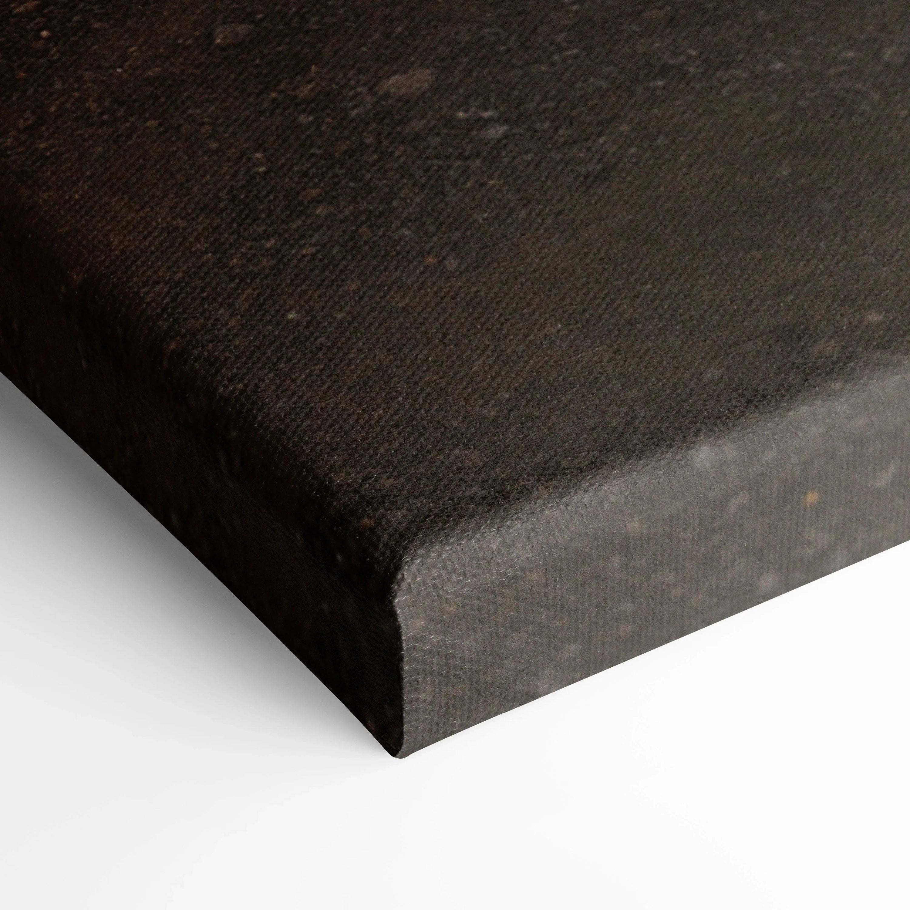 Black textured canvas wall art corner with visible woven fabric detail and 1.5-inch depth.