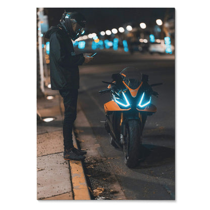 Biker Poster #007 - Male | Scorpion R1 Helmet | Aprilia RSV4 Motorcycle - Throttle Designs