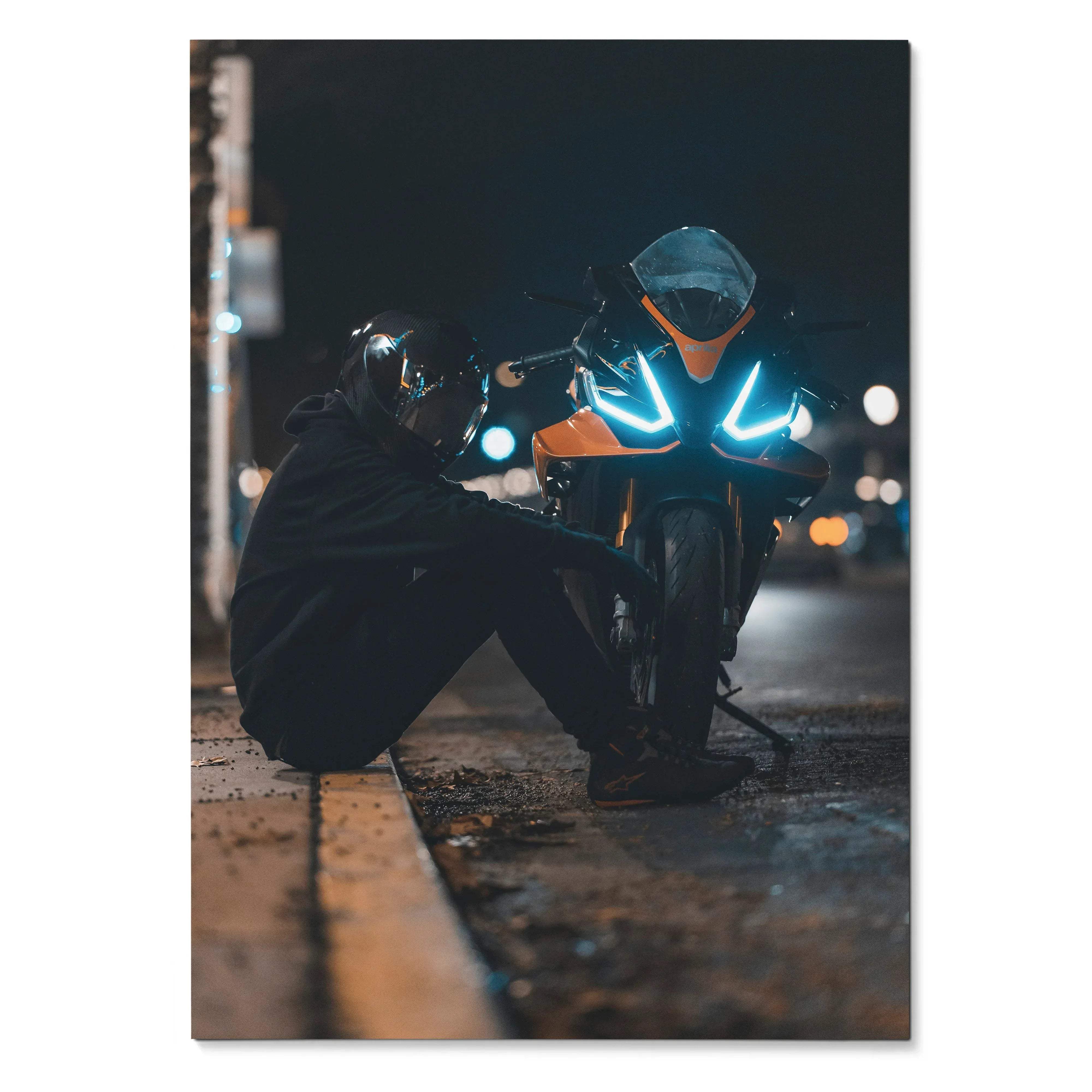 Biker Poster #008 - Male | Scorpion R1 Helmet | Aprilia RSV4 Motorcycle - Throttle Designs