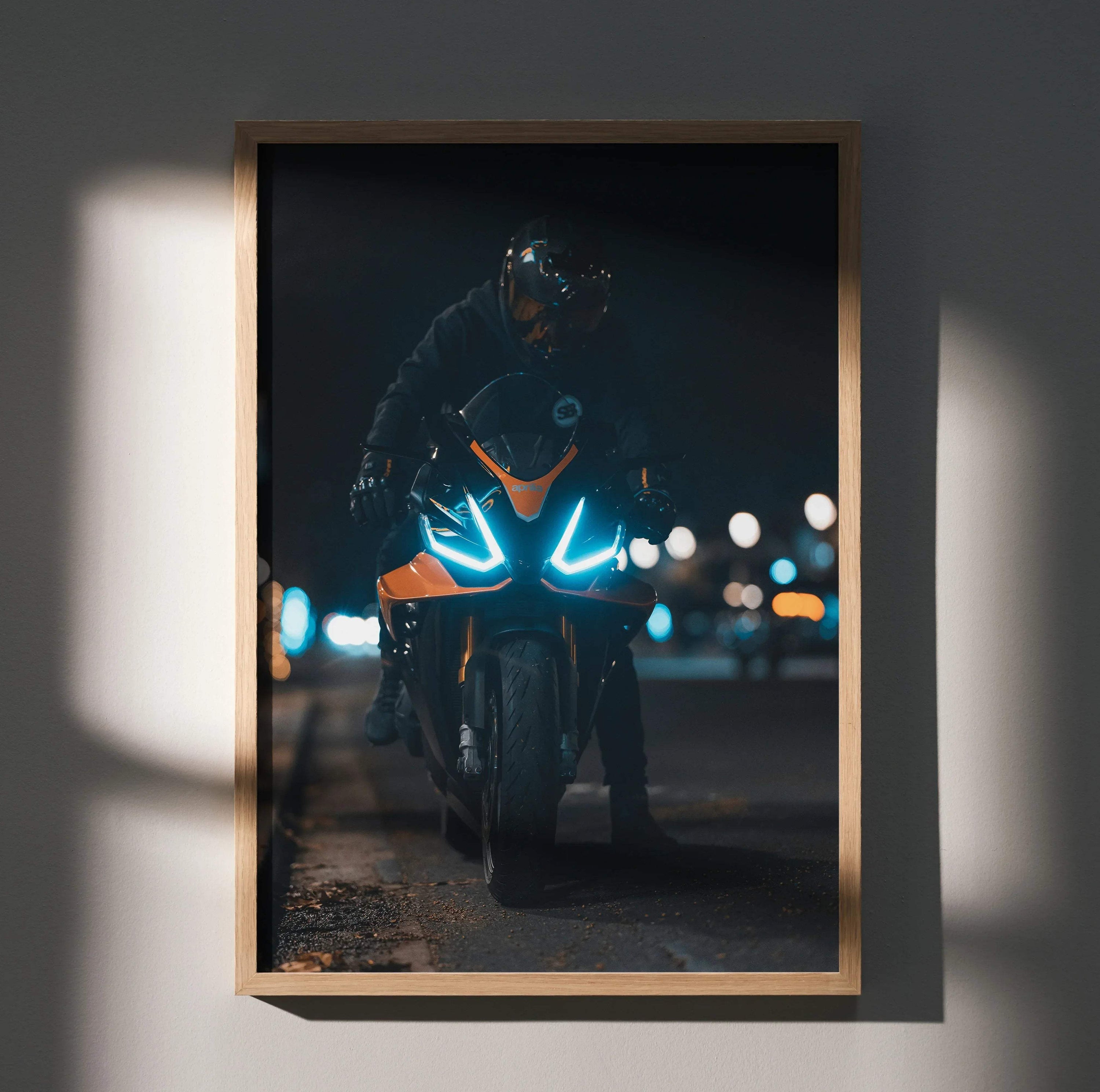 Biker Poster #007 - Male | Scorpion R1 Helmet | Aprilia RSV4 Motorcycle - Throttle Designs