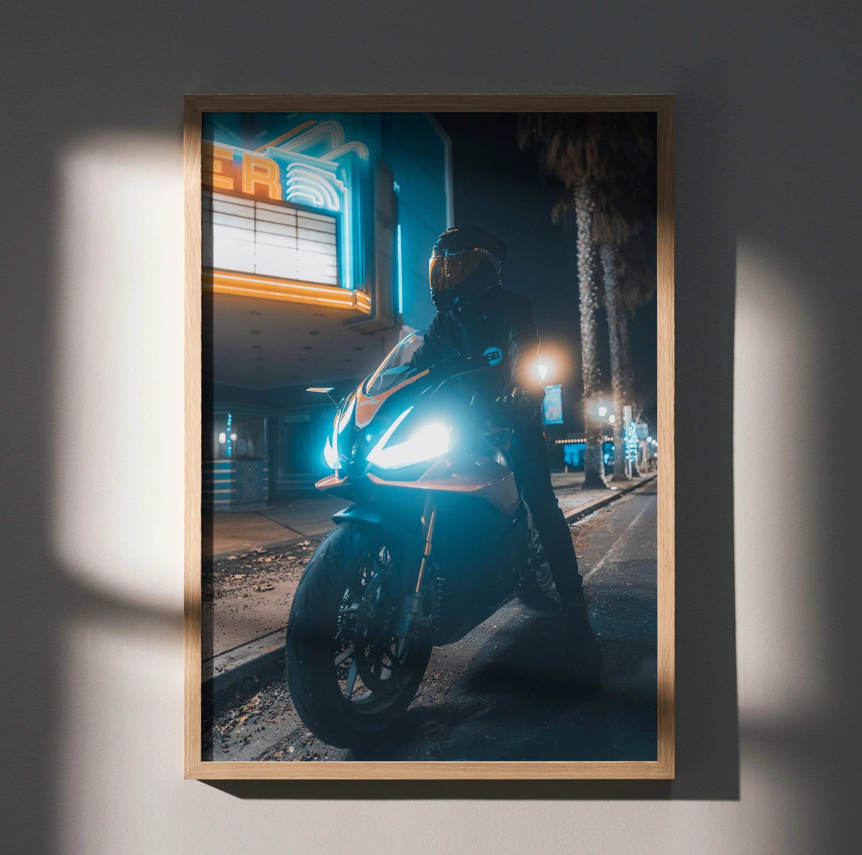 Biker Poster #011 - Male | Scorpion R1 Helmet | Aprilia RSV4 Motorcycle - Throttle Designs