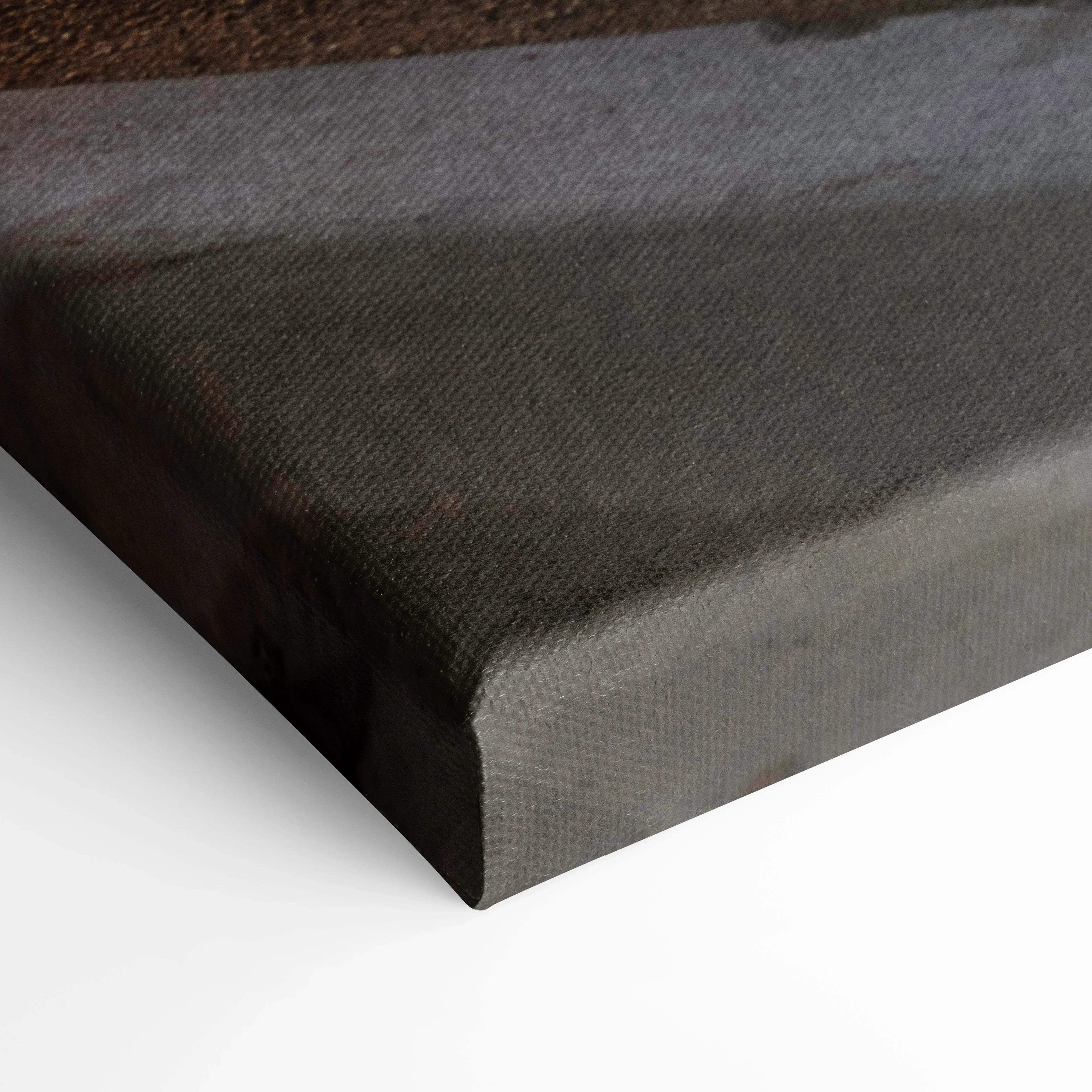 Close-up of black canvas corner with textured surface for wall art print.