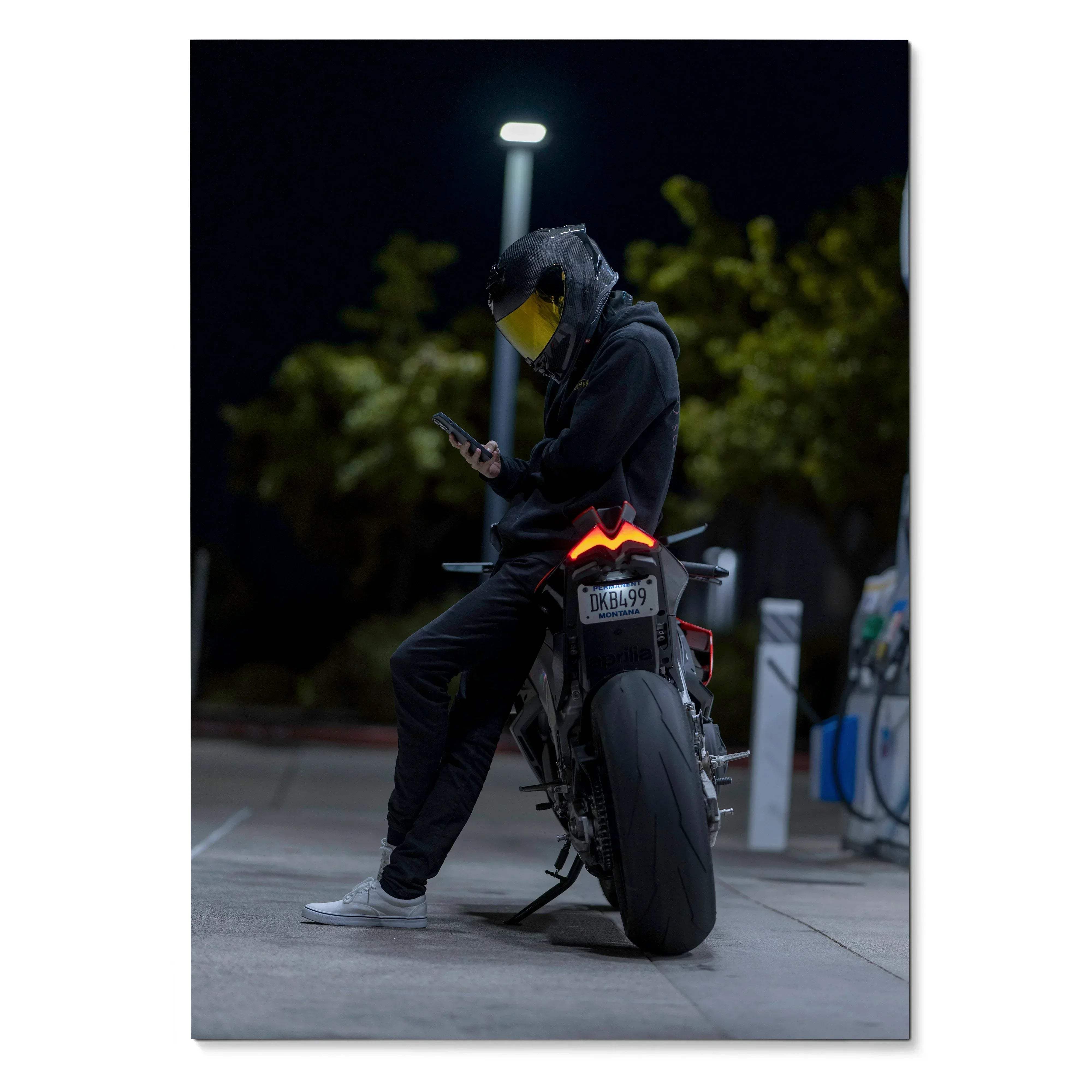 Biker Poster #013 - Male | Scorpion R1 Helmet | Aprilia RSV4 Motorcycle - Throttle Designs