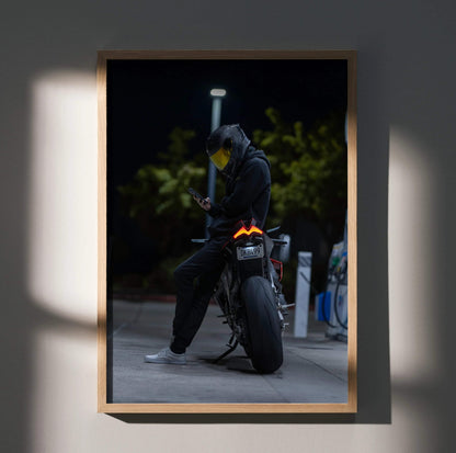 Biker Poster #013 - Male | Scorpion R1 Helmet | Aprilia RSV4 Motorcycle - Throttle Designs