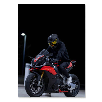 Biker Poster #014 - Male | Scorpion R1 Helmet | Aprilia RSV4 Motorcycle - Throttle Designs