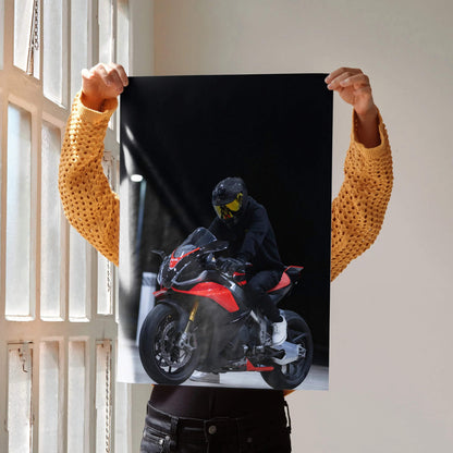Biker Poster #014 - Male | Scorpion R1 Helmet | Aprilia RSV4 Motorcycle - Throttle Designs