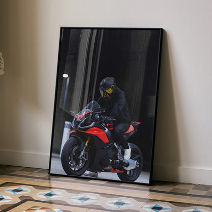 Biker Poster #014 - Male | Scorpion R1 Helmet | Aprilia RSV4 Motorcycle - Throttle Designs