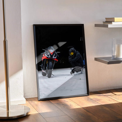 Biker Poster #015 - Male | Scorpion R1 Helmet | Aprilia RSV4 Motorcycle - Throttle Designs