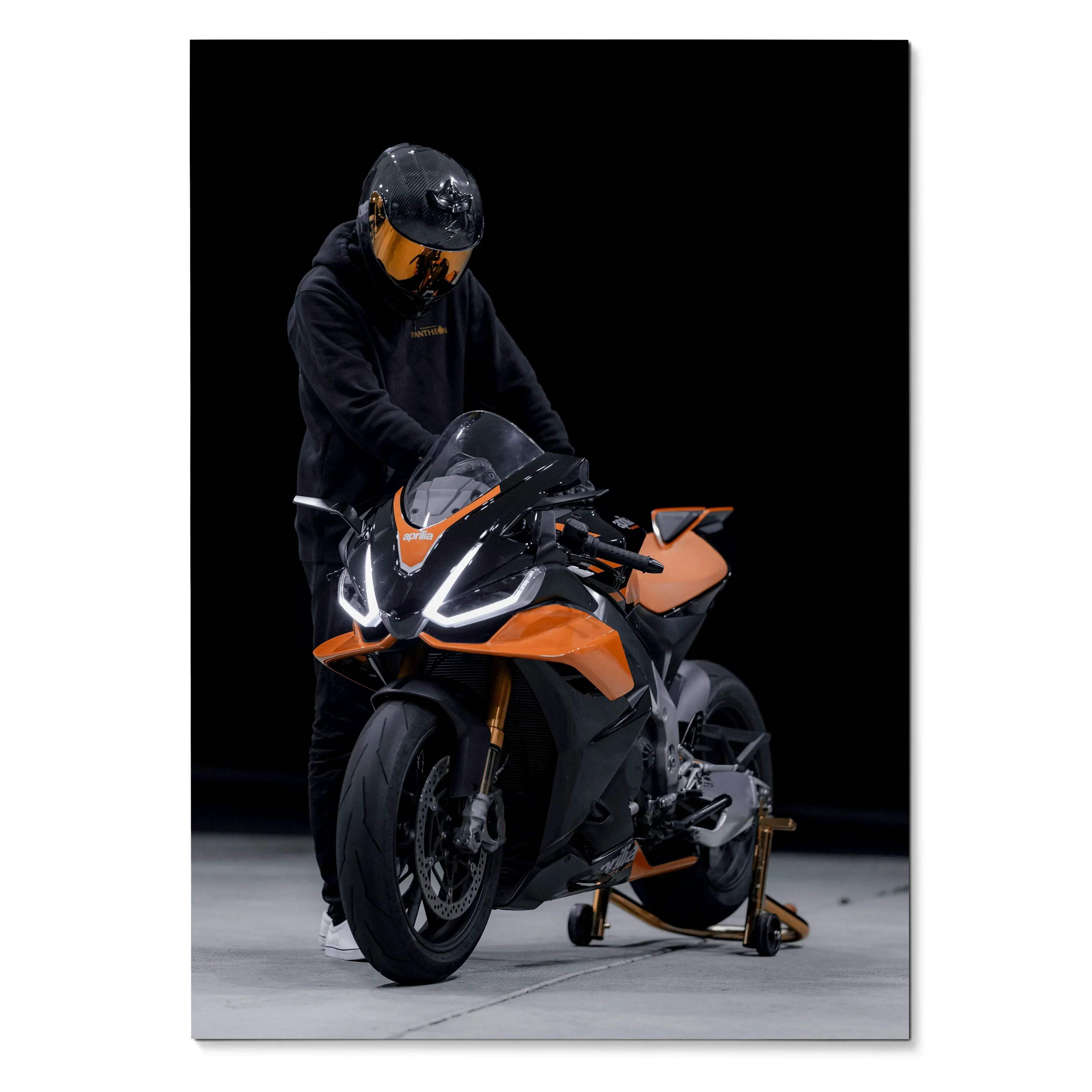 Biker Poster #016 - Male | Scorpion R1 Helmet | Aprilia RSV4 Motorcycle - Throttle Designs