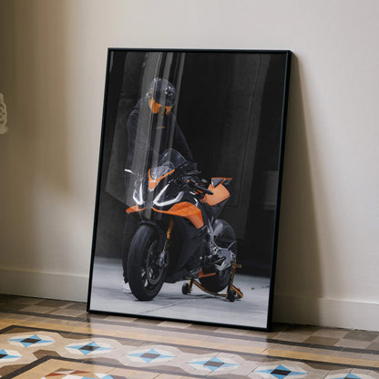 Biker Poster #016 - Male | Scorpion R1 Helmet | Aprilia RSV4 Motorcycle - Throttle Designs