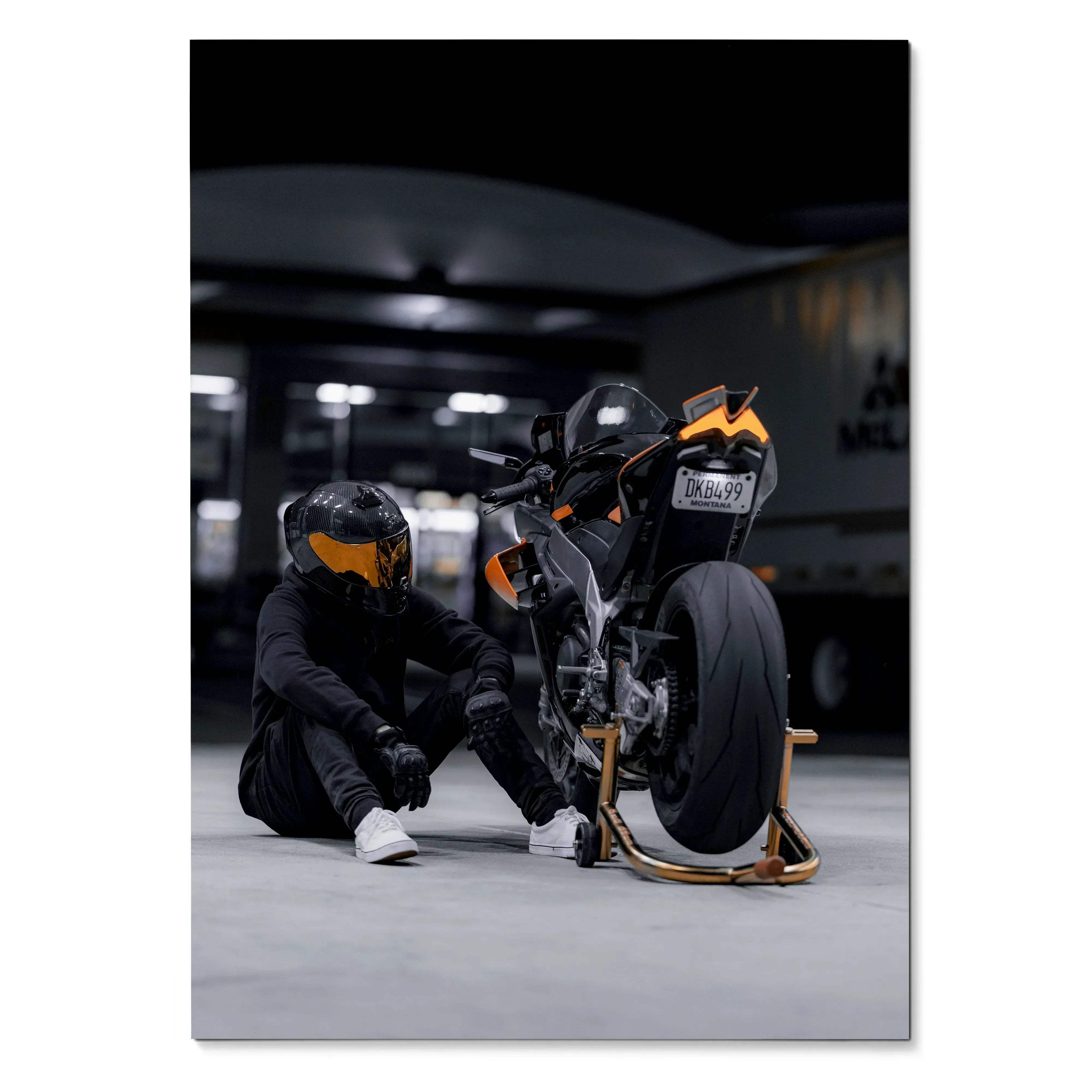 Biker Poster #017 - Male | Scorpion R1 Helmet | Aprilia RSV4 Motorcycle - Throttle Designs