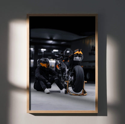 Biker Poster #017 - Male | Scorpion R1 Helmet | Aprilia RSV4 Motorcycle - Throttle Designs