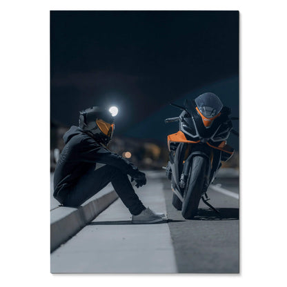 Biker Poster #018 - Male | Scorpion R1 Helmet | Aprilia RSV4 Motorcycle - Throttle Designs