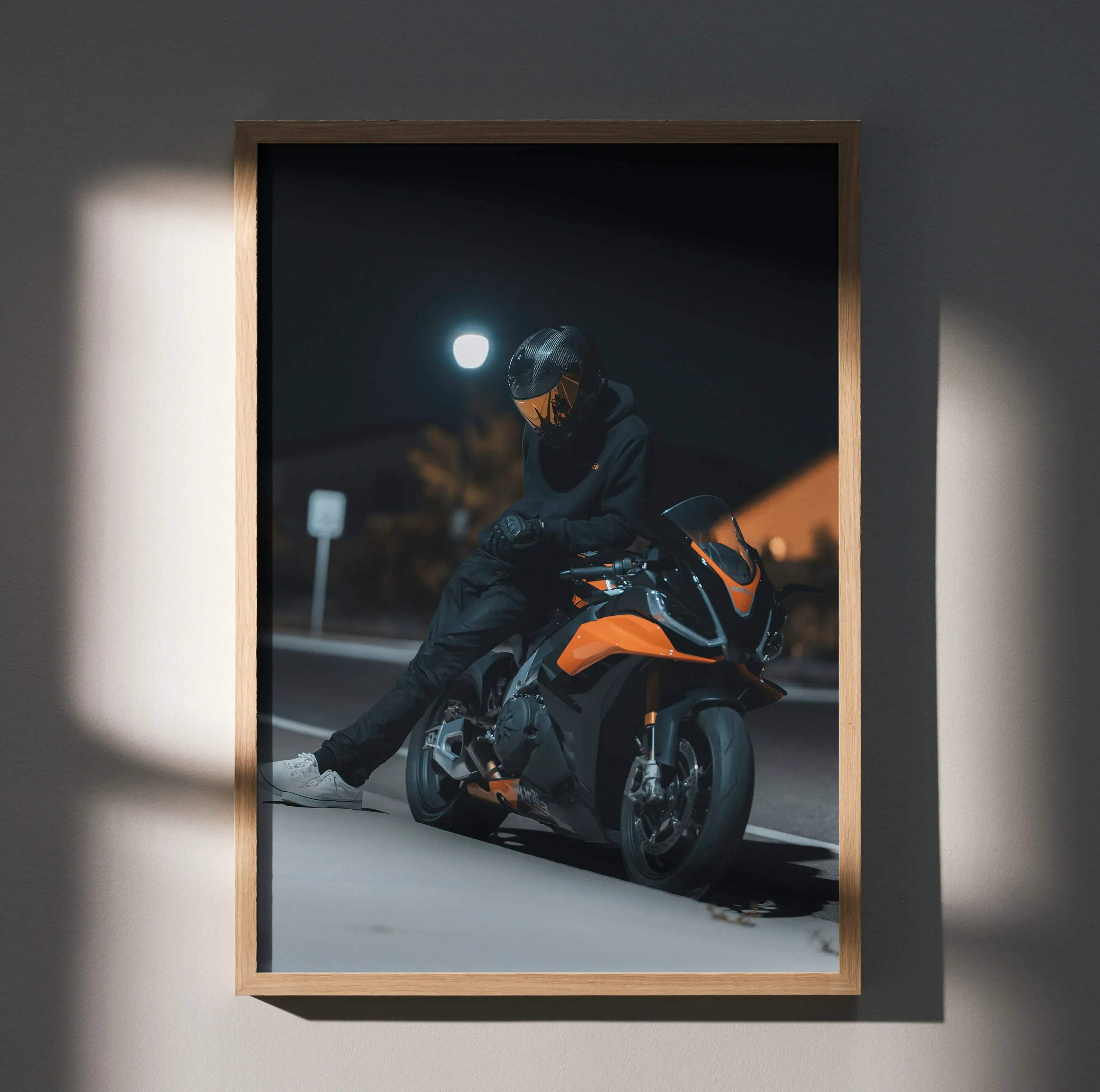 Biker Poster #019 - Male | Scorpion R1 Helmet | Aprilia RSV4 Motorcycle - Throttle Designs
