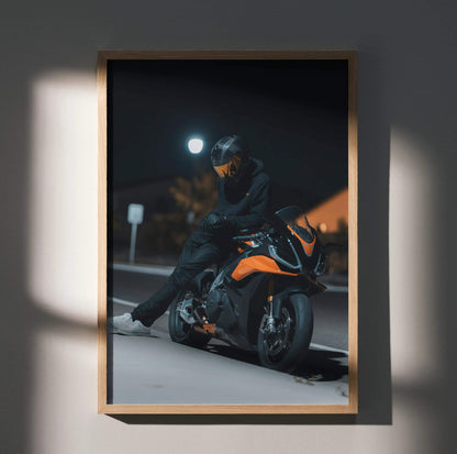 Biker Poster #019 - Male | Scorpion R1 Helmet | Aprilia RSV4 Motorcycle - Throttle Designs