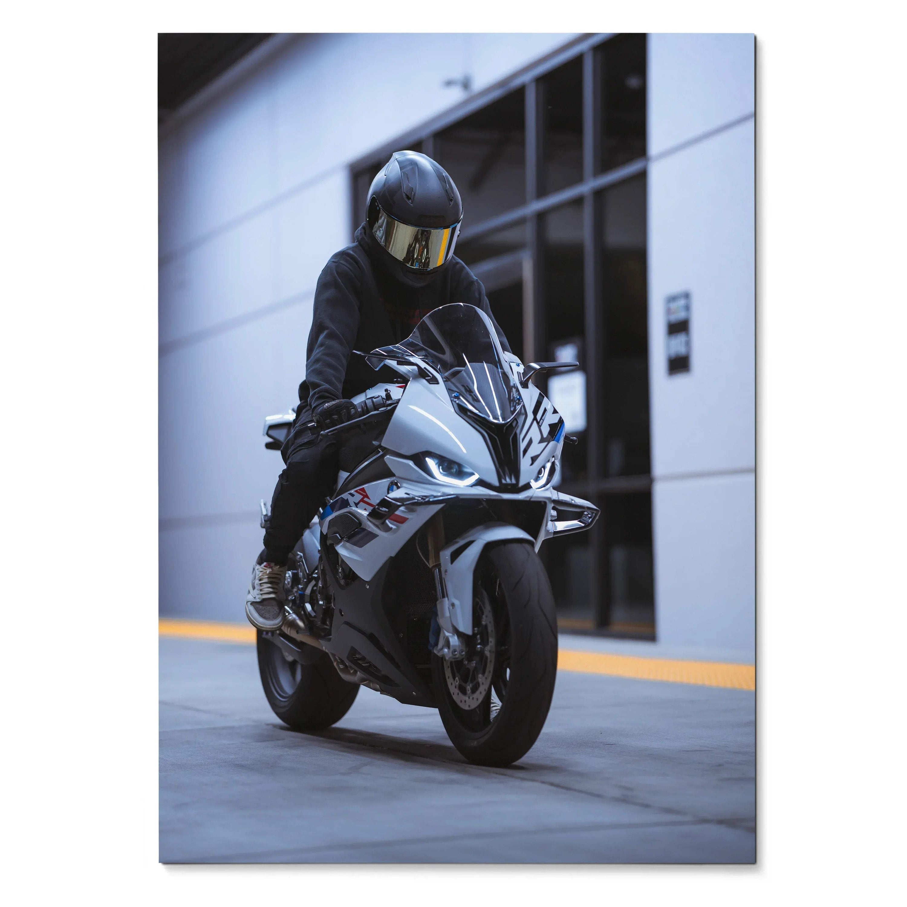 Biker Poster #021 - Male | Shoei RF1200 Helmet | BMW S1000RR Motorcycle - Throttle Designs