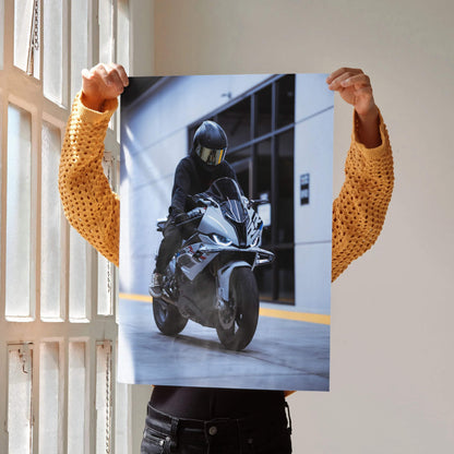 Biker Poster #021 - Male | Shoei RF1200 Helmet | BMW S1000RR Motorcycle - Throttle Designs