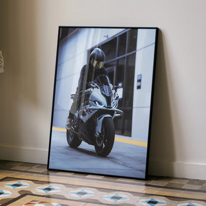 Biker Poster #021 - Male | Shoei RF1200 Helmet | BMW S1000RR Motorcycle - Throttle Designs