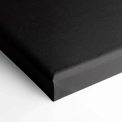 Black stretched canvas corner corner showing texture, perfect for wall art or canvas art display.