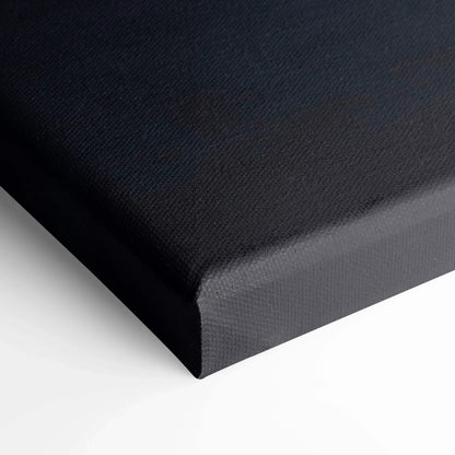 Black textured canvas corner of vertical wall art with clean, sharp edges and museum-quality finish.