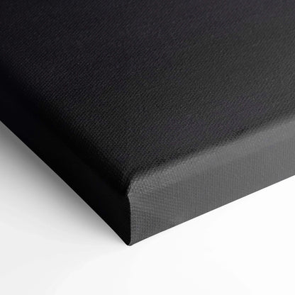 Black canvas corner close-up showcasing textured fabric for high-quality wall art canvas print.