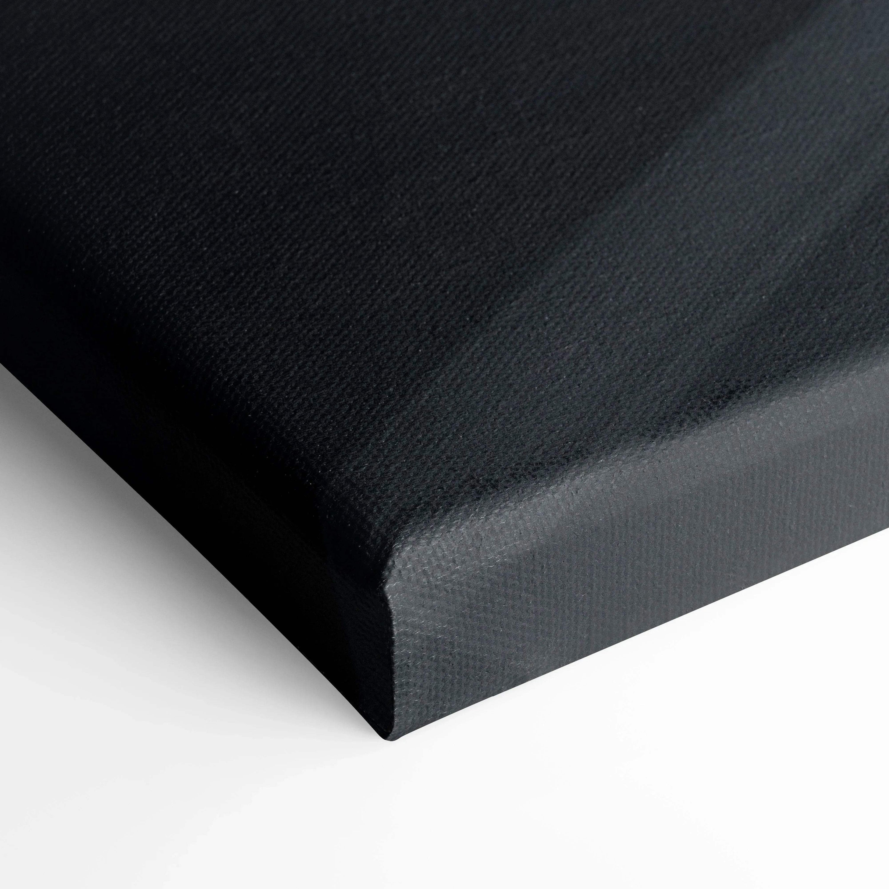 Black textured canvas corner with clean edges, vertical wall art ready for framing.