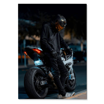 Biker Poster #025 - Male | Scorpion R1 Helmet | BMW S1000RR Motorcycle - Throttle Designs