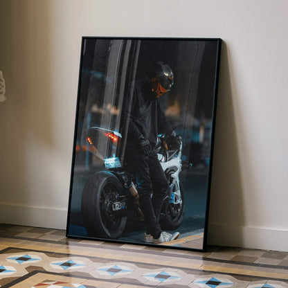 Biker Poster #025 - Male | Scorpion R1 Helmet | BMW S1000RR Motorcycle - Throttle Designs