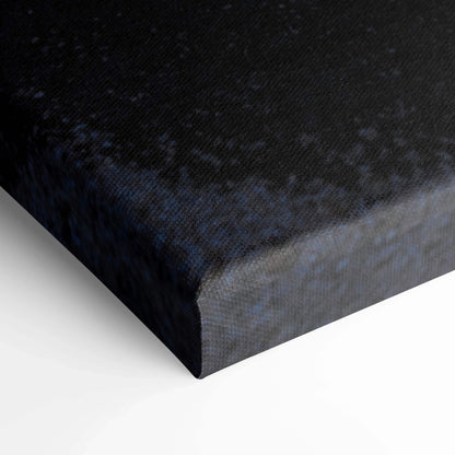 Close-up of black textured canvas corner with museum-quality wrap for wall art.