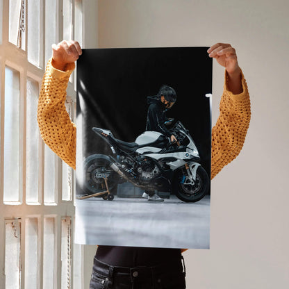 Biker Poster #028 - Male | Scorpion R1 Helmet | BMW S1000RR Motorcycle - Throttle Designs