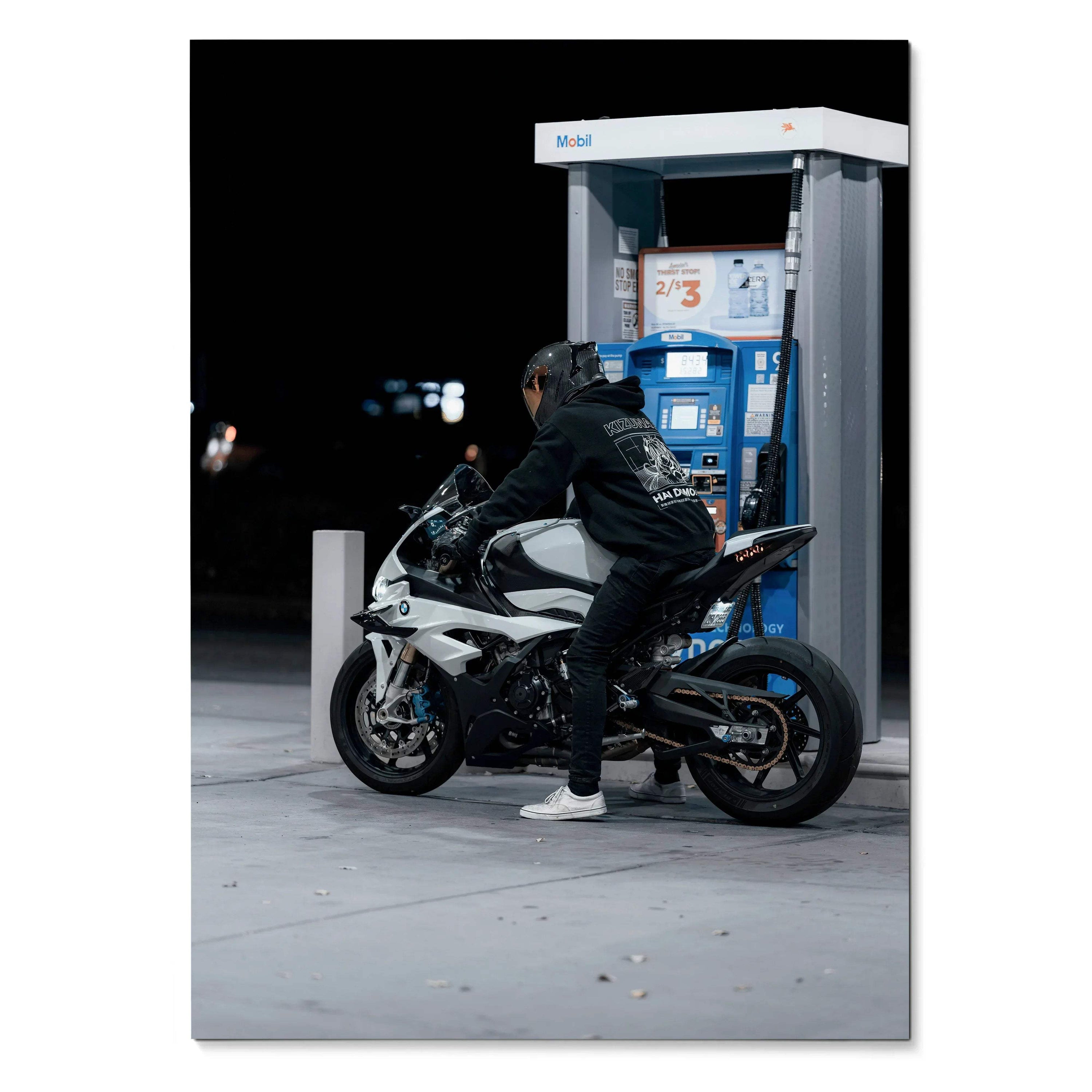 Biker Poster #029 - Male | Scorpion R1 Helmet | BMW S1000RR Motorcycle - Throttle Designs