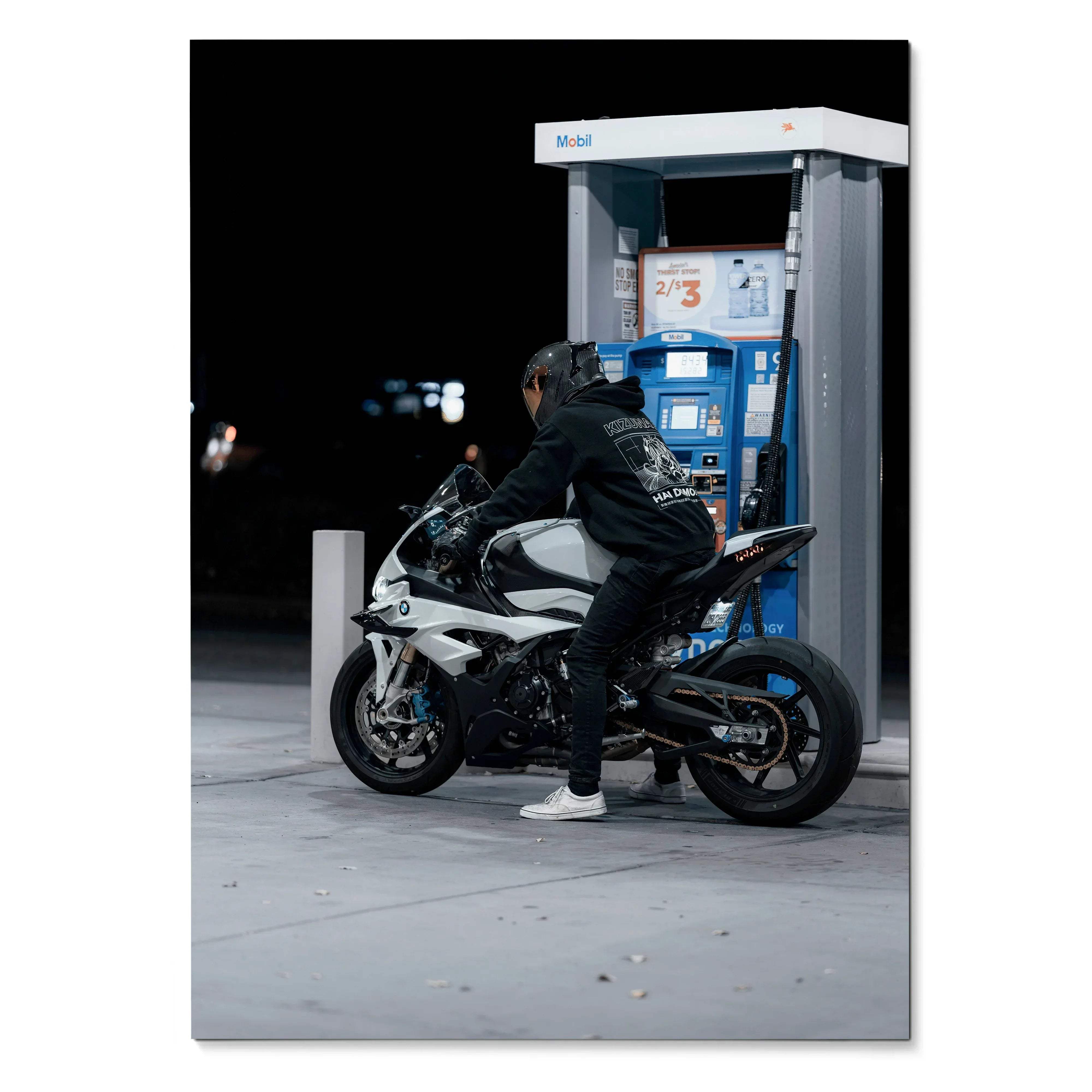 Biker Poster #029 - Male | Scorpion R1 Helmet | BMW S1000RR Motorcycle - Throttle Designs