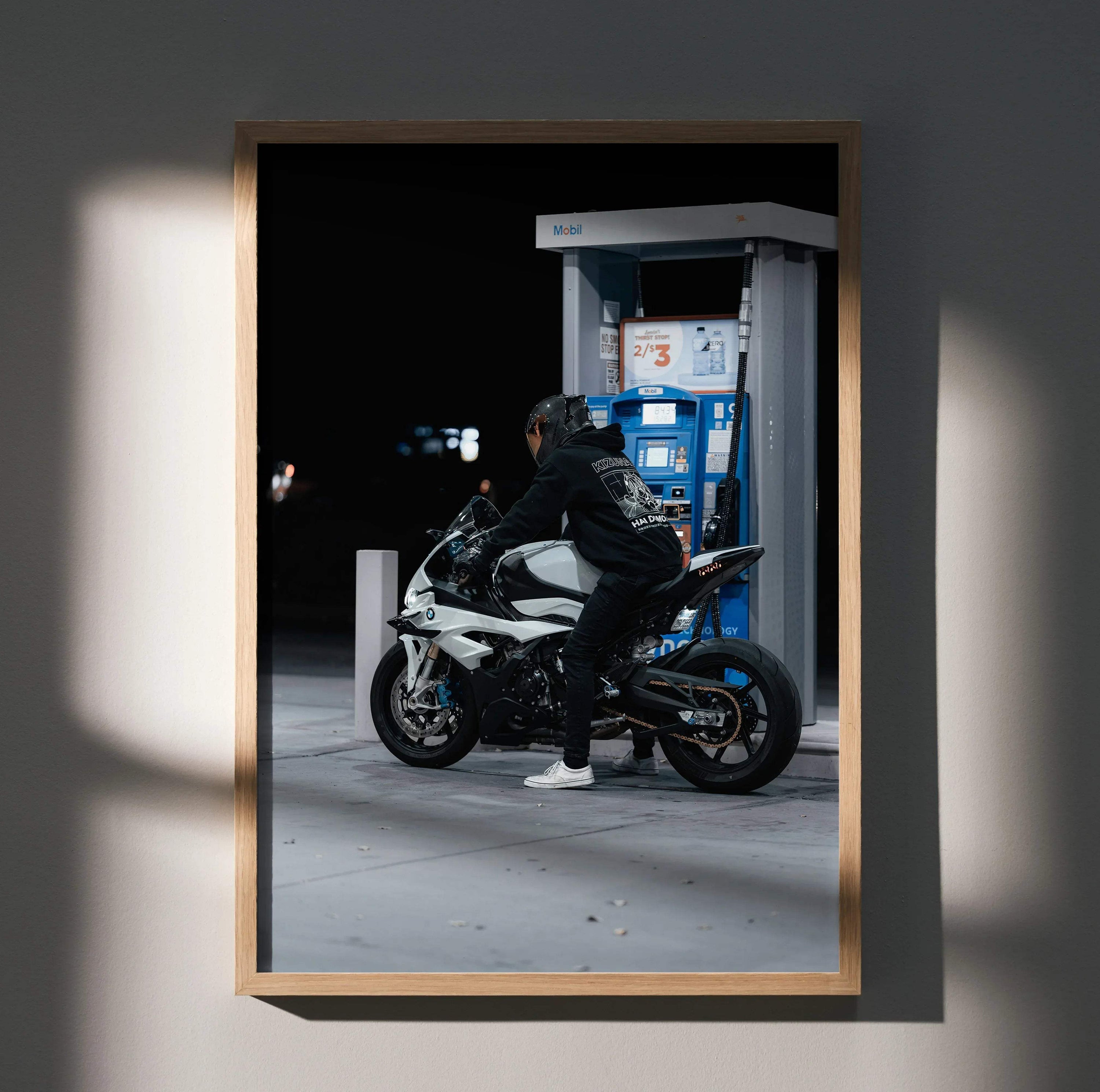 Biker Poster #029 - Male | Scorpion R1 Helmet | BMW S1000RR Motorcycle - Throttle Designs