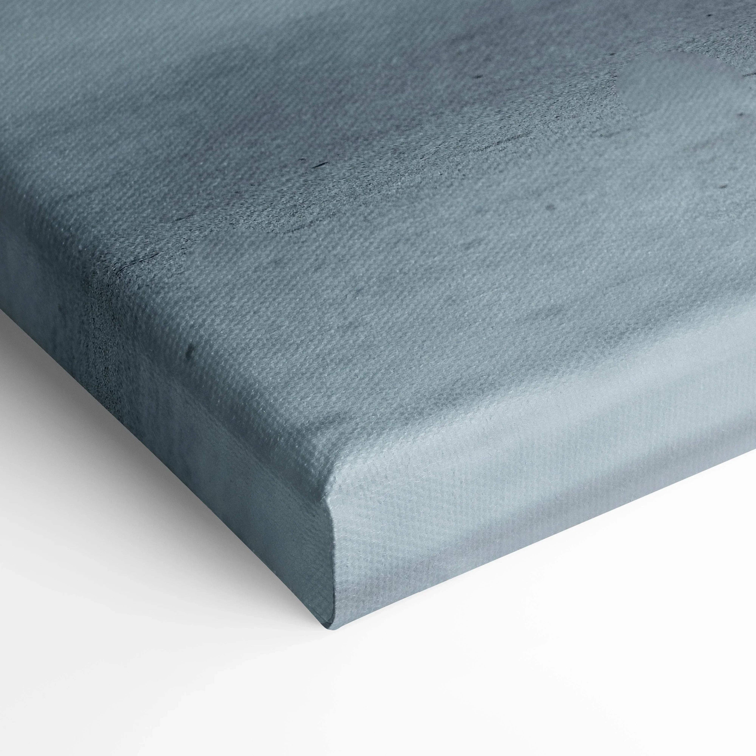 Close-up of Yamaha R1 motorcycle canvas art with textured blue-gray fabric edges and vertical wrap for wall art.