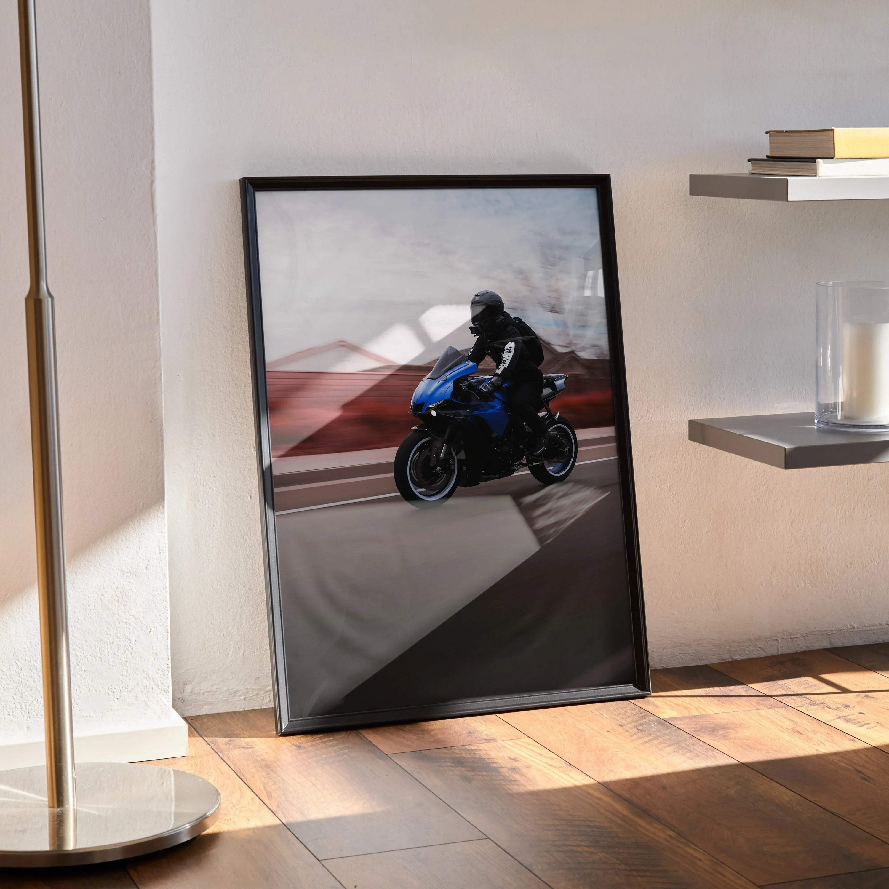 Biker Poster #030 - Male | Bell Race Star DLX Flex Helmet | Yamaha R1 Motorcycle - Throttle Designs