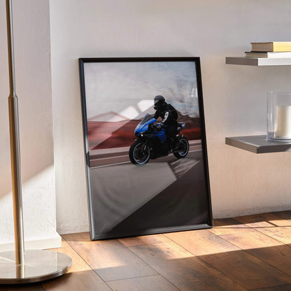 Biker Poster #030 - Male | Bell Race Star DLX Flex Helmet | Yamaha R1 Motorcycle - Throttle Designs