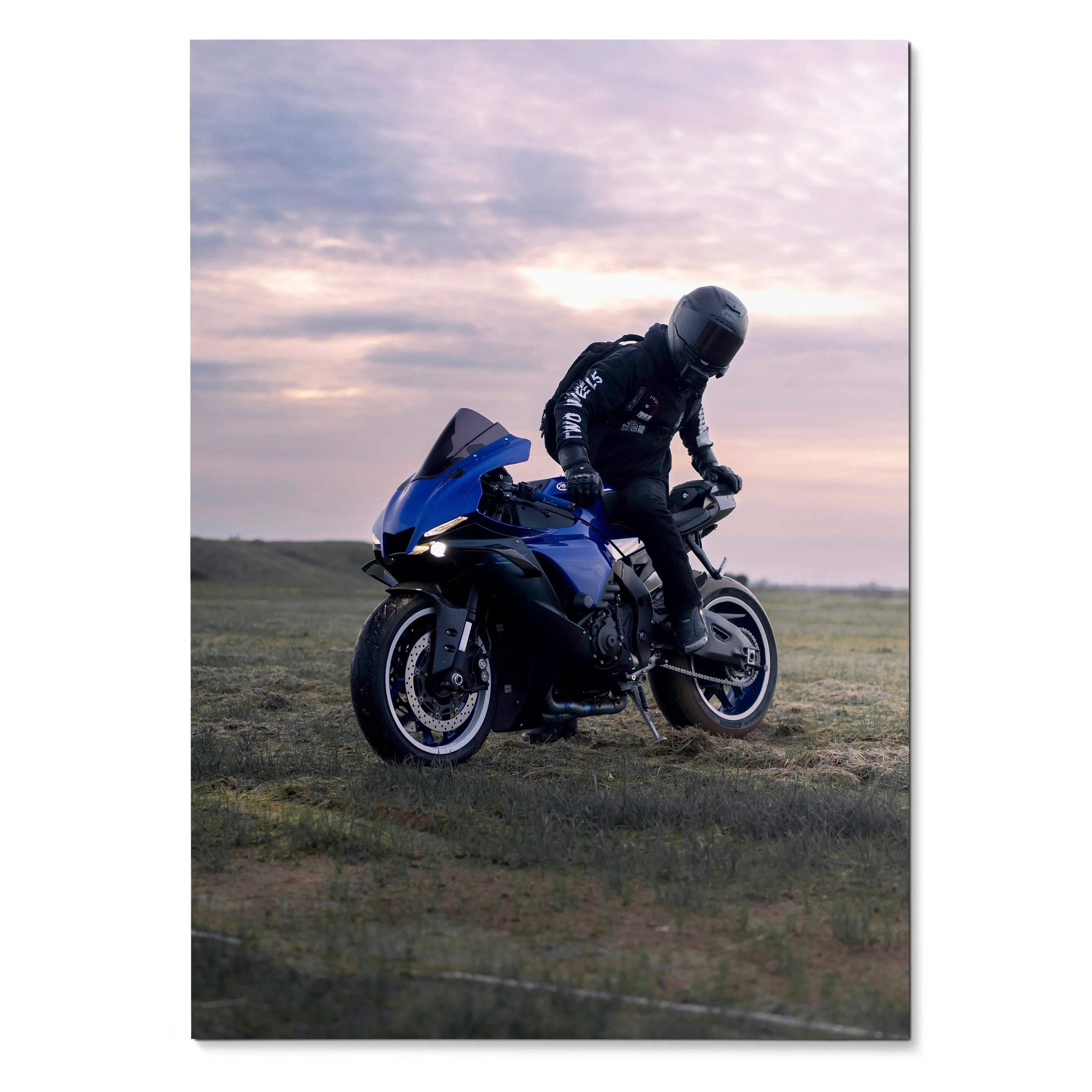 Biker Poster #031 - Male | Bell Race Star DLX Flex Helmet | Yamaha R1 Motorcycle - Throttle Designs